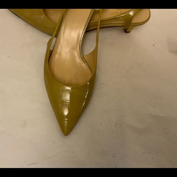 KATE SPADE womens 8 beige  toe patent leather slingback shoes - Picture 10 of 11